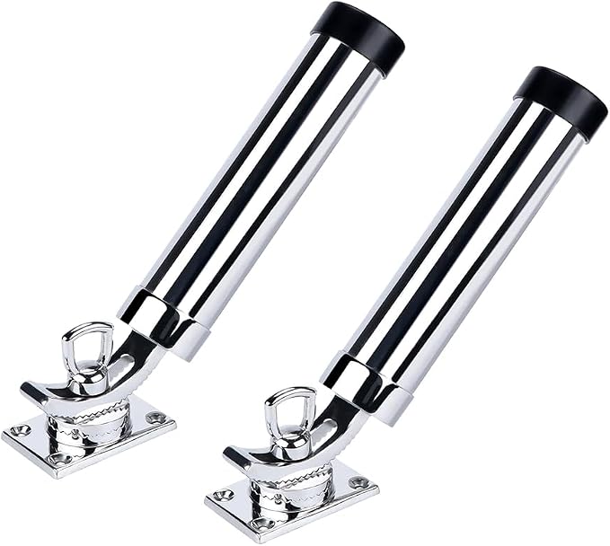 Made Set of 2 Fishing Rod Holder, 316 Stainless Steel Adjustable Fishing Pole Holder, Marine Deck Mount Trolling Rod Holder for Boat Ship Yacht