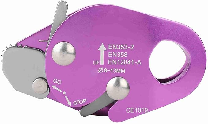Dioche Descending Device, Climbing Stop Descender Self Braking Stop Descender Climbing Rope Grab Rope Descender for 9-13mm Rope Clamp Grab Rappel Ring Climbing Gear