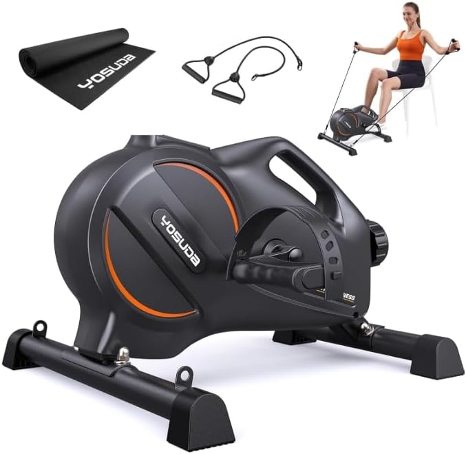 YOSUDA Under Desk Bike with 16-Level Magnetic Resistance, Mini Exercise Bike with Bluetooth App, Pedal Exerciser While Sitting for Office Workers & Seniors, for Home Exercise & Recovery