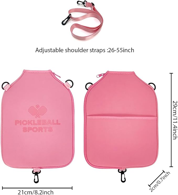ORiver Pickleball Paddle Crossbody Bag, Lightweight Neoprene Sling Pack, Adjustable Strap Holds 2 Pickleball Paddles, Pink Gift for Court Travel & Daily Use