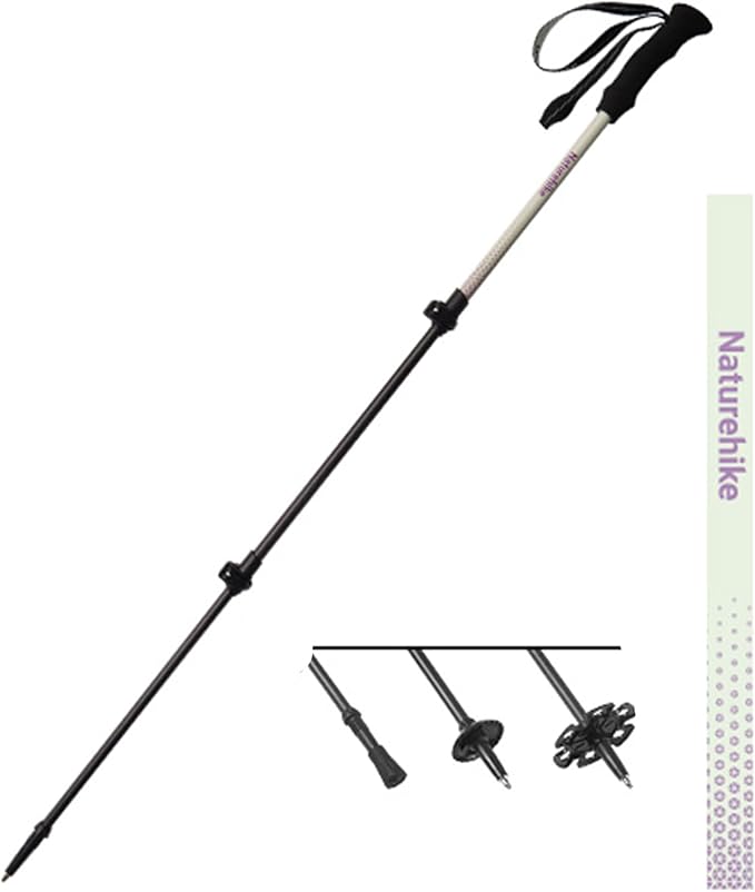 Naturehike 1 Piece Carbon Fiber Trekking Pole, 6oz Ultralight Single Collapsible Walking Stick for Women & Men, Adjustable Foldable Hiking Pole for Backpacking, Travel