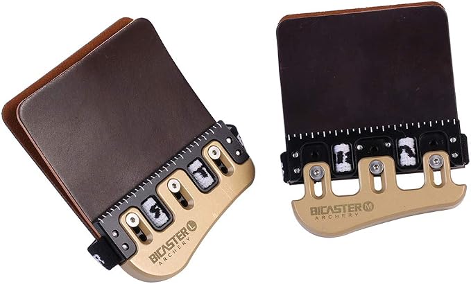 BICASTER Barebow Finger Tabs Cordovan Leather + Brass Finger Guards - RH