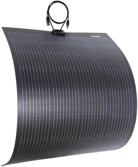 Lensunsolar 150W 12V ETFE Black Flexible Solar Panel, 43.3x28in, PERC 9BB 23.5%+ Efficiency Mono Solar Cells, for Campers, RVs, Boats,Camping, Tent