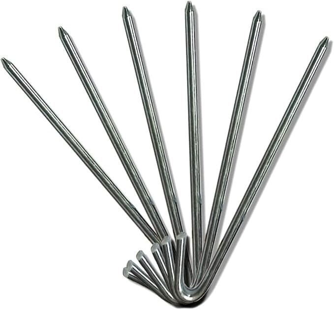 Steel Tent Stakes - Heavy-Duty Ground Hook Spikes, Metal Anchors for Commercial Inflatables, Outdoor Camping Canopy, Fence, Garden, Tent Accessories, 5/8" Diameter x 24" Length, 100-Pack