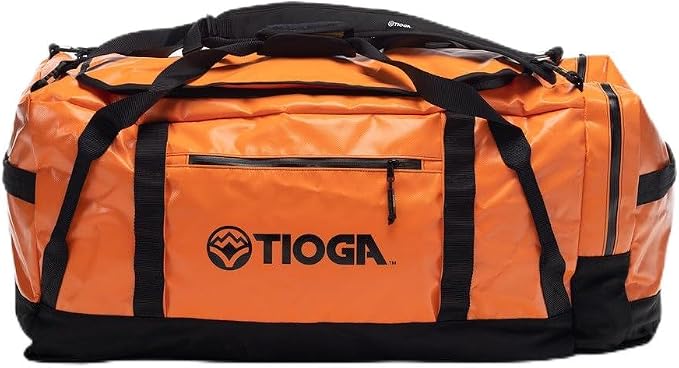 TIOGA Venture Outdoor Duffel Bag with Backpack Straps, Weather Resistant, Rugged Construction, Gear Hauling for Outdoor Adventures, Extra Large / 90L, Orange