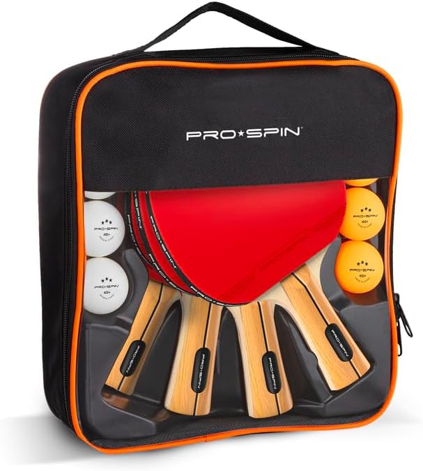 PRO-SPIN Ping Pong Paddles - High-Performance Set with Premium Table Tennis Rackets, 3-Star Ping Pong Balls, Compact Storage Case | Professional Quality Ping Pong Paddle Set | Indoor & Outdoor Games