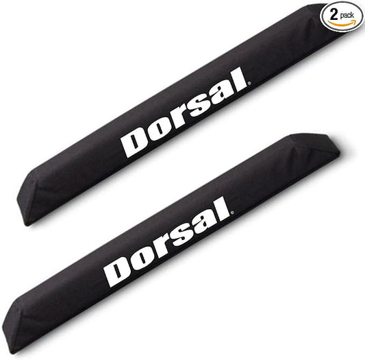 DORSAL Aero Roof Rack Pads for Factory (Narrow) Crossbars - Pack of 2 for Surfboards Kayaks Sups Snowboards Polyester 28" Inch OEM Aero Bars Black