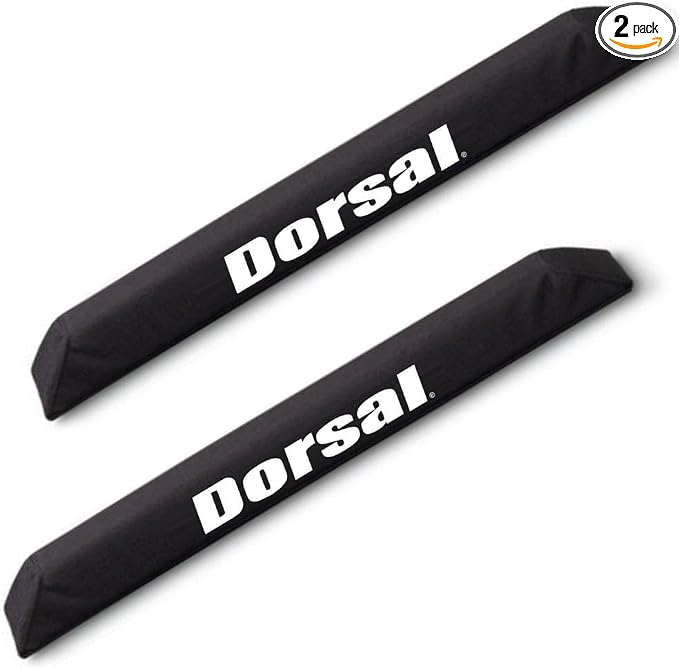 DORSAL Aero Roof Rack Pads for Factory (Narrow) Crossbars - Pack of 2 for Surfboards Kayaks Sups Snowboards Polyester 34" Inch OEM Aero Bars Black
