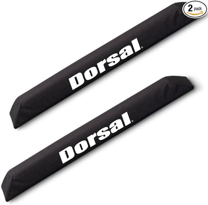 DORSAL Aero Roof Rack Pads for Factory (Narrow) Crossbars - Pack of 2 for Surfboards Kayaks Sups Snowboards Polyester 20" Inch OEM Aero Bars Black