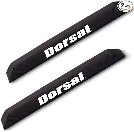 DORSAL Aero Roof Rack Pads for Factory (Narrow) Crossbars - Pack of 2 for Surfboards Kayaks Sups Snowboards Polyester 20" Inch OEM Aero Bars Black