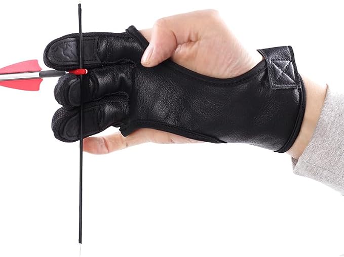 2pcs Archery Gloves Shooting Hunting Leather Three Finger Tab Protector Three Finger Guard for Recurve Bow Compo ﻿