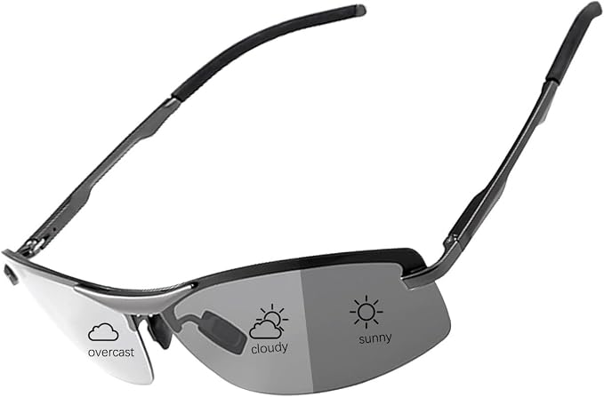 Polarized Photochromic Sunglasses for Men - UV Protection and Lightweight Sun Glasses for Driving Fishing