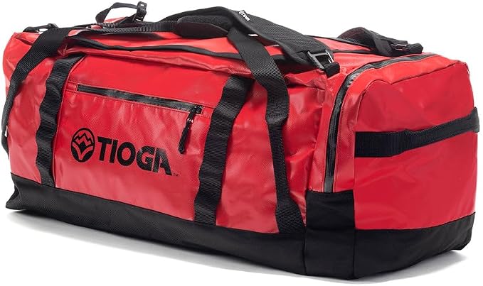 TIOGA Venture Outdoor Duffel Bag with Backpack Straps, Weather Resistant, Rugged Construction, Gear Hauling for Outdoor Adventures, Large / 70L, Red
