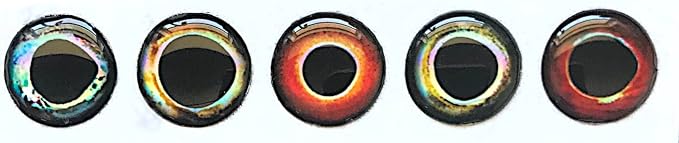 Brule 3-D Holographic Epoxy Fish Eyes (5mm-20mm) 60 Pack, Handpoured, Fishing Fly Tying Lures DIY Crafts