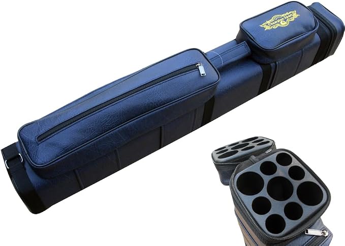 J&J New Champion Leather 3x6 Hard Pool Cue Case for 3 Butts 6 Shafts-Free Bonus Gift