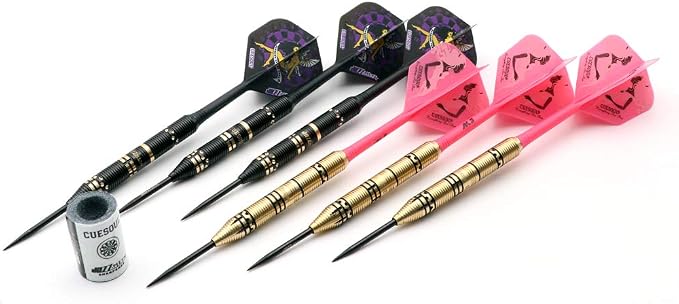CUESOUL Jazz-Metal Luxury Steel Tip Darts Set 21g/24g/26g with AK5 Integrated Dart Flights