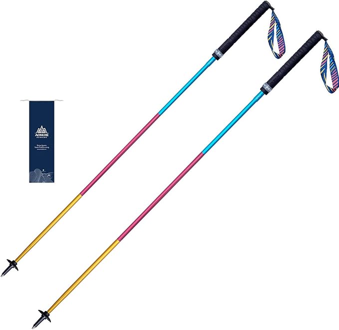 AONIJIE Trail Running Poles 2 Pcs Outdoor Trekking Poles Foldable Aluminum Alloy Sticks Quick Lock Ultralight for Camping Hiking Mountaining Marathon