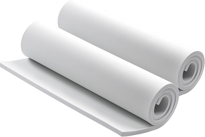 AMZQNART 2Pcs EVA Foam 6mm, Cosplay Foam 16x59 inch White, High Density 90 kg/m³, for Craft Projects Cosplay Costumes, Fake Weapons, Decorations, Christmas, Easter, Thanksgiving, etc.