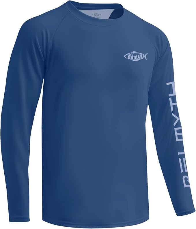 Palmyth Fishing Shirts for Men Long Sleeve UPF 50+ T Shirt Sun Protection | Quick Dry, Sun Protection, Myth-Cool Fabric, Fish Print, Moisture Wicking, Stretchy, Breathable, Fishing,Boating,Outdoor Wear