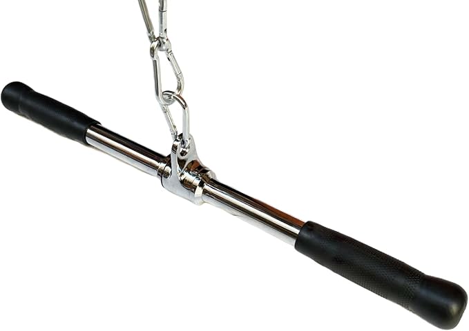 qibylift Barbell Multi-Exerciser Cable Attachment For Cable Machines, Lat Pull Down Bar Cable Machine Attachments, Tricep Press Down Bar, Revolving Straight Curl Pulldown Bar with Rotating & Rubber Handle Grips