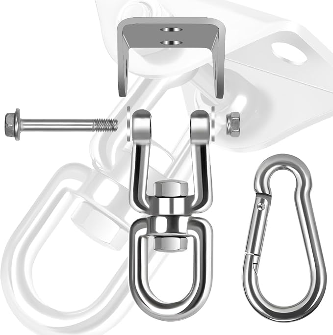 Hammock Hanging Kit, 2 Pack Hanging Chair Hardware 360°Rotating Hammock Hooks Heavy Duty, Hammock Chair Hanging Kit & Swing Ceiling Hook Snap for Hammock Chair,Heavy Bag,Seat,Yoga,Gym,1000 lb Capacity