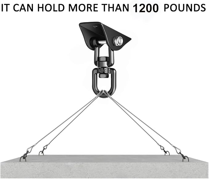 Porch Swing Hanging Kit, 360°Rotating 1200 lb Capacity Hanger for Porch Swing, Hammocks, Swing Chair (2 Pack)