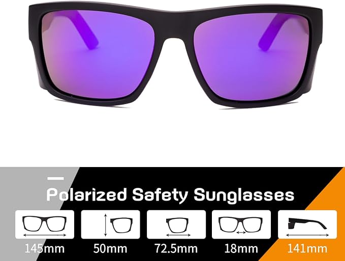 UV400 Polarized Safety Sunglasses – ANSI Z87.1 Certified, 100% UV Protection, Anti-Glare, Impact Resistant