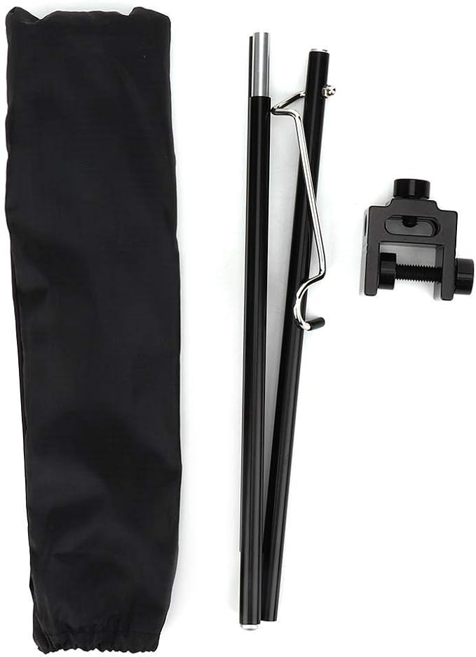 Fdit Portable Camping Light Holder, Black Aluminum Alloy Folding Light Bracket Stand Outdoor Camping Table Lamp Pole with Hook