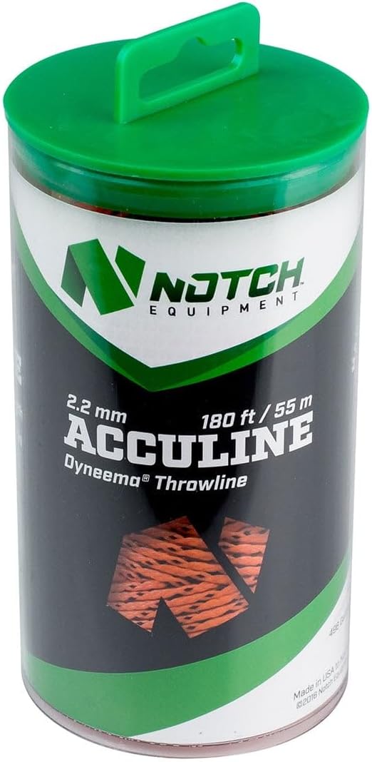 Notch Acculine 2.2mm x 180 ft. Dyneema Throwline, Wear Resistant, Knot Friendly, Tensile Strength: 650 lbs. - Orange (NTL22-180)