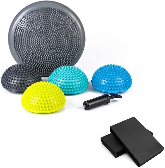 StrongTek Balance Essentials Duo – 2-in-1 Foam Balance Pad & Hedgehog Pod Kit for Rehab, Agility & Core Stability Training