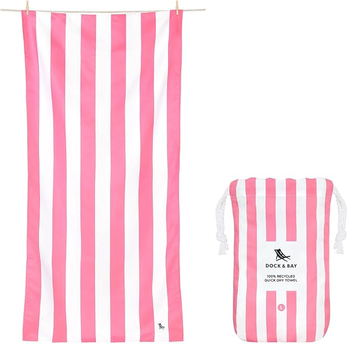 Dock & Bay Beach Towel - Quick Dry, Sand Free - Compact, Lightweight - 100% Recycled - Includes Bag - Set of 4 - Pastel Pic N Mix, Large (160x90cm, 63x35)