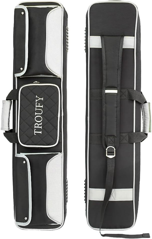 Pool Cue Case – Durable 4x4 & 4x5 Billiard Pool Cue Stick Carrying Case with Large Storage Space, Waterproof Billiards Accessories