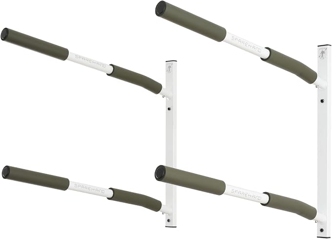 SPAREHAND Premium Edition: All Climate Wall Mount Hybrid Rack for SUPs and Kayaks