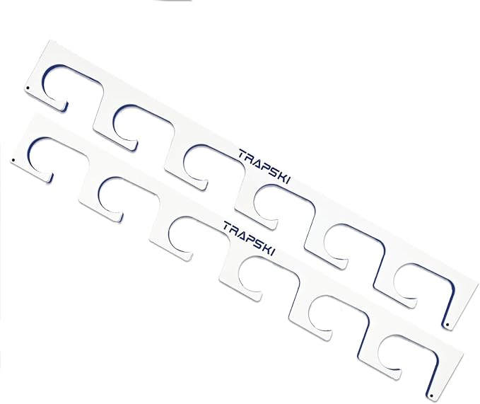 TRAPSKI Made in the USA Premium Fishing Rod/Pole Holder Rack Organizer | Wall or Ceiling Mounted Fishing Rod Rack | Marine Grade HDPE Plastic | Pole Holder for 6 or 12 + Stackable