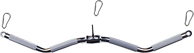 qibylift Barbell Multi-Exerciser Cable Attachment For Cable Machines, Lat Pull Down Bar Cable Machine Attachments, Tricep Press Down Bar, Revolving Straight Curl Pulldown Bar with Rotating & Rubber Handle Grips