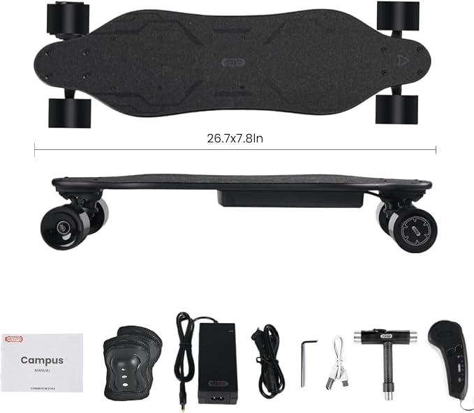 MEEPO Campus V3 Series/Envy Electric Skateboard with Remote, Top Speed Up to 29 Mph, 4 Speed Smooth Braking, Easy Carry Handle Design, Suitable for Adults & Teens