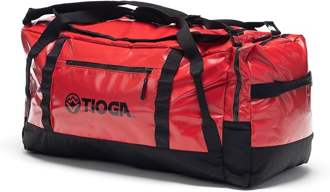 TIOGA Venture Outdoor Duffel Bag with Backpack Straps, Weather Resistant, Rugged Construction, Gear Hauling for Outdoor Adventures, Extra Large / 90L, Red