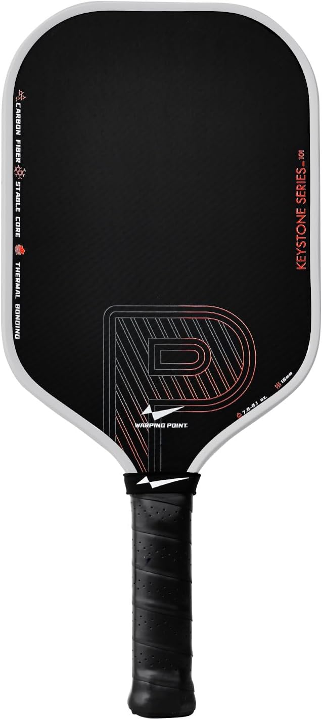 Warping Point Pickleball Paddle, Carbon Fiber Paddle with Endura Friction Surface, Polymer Honeycomb Core, Design for Ultimate Spin & Power, Large Sweet Spot & Contro, USAP Approved