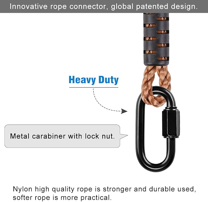 SELEWARE Hammock Straps, Tree Swing Rope, Hammock Chair Hanging Rope Kit W/Carabiner Snap Hook Holds to 1000lbs, for Outdoor Playground Swings Hammock Yoga Boxing, 8 ft, 2 Pack