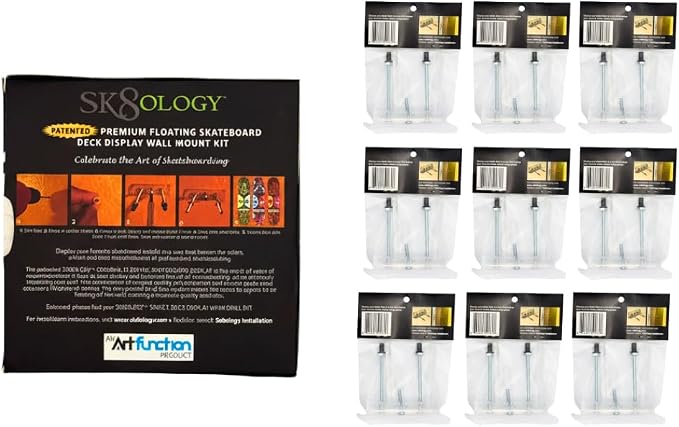 Sk8ology Skateboard Deck Display 10 Pc Kit Floating Wall Mount