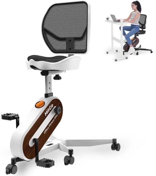 HitGo Office Exercise Bike Desk Chair,330 lbs Heavy Duty Under Desk Bike with 9-Level Height Adjustable Seat 24.4"-33.8",8-Level Resistance & Rolling Wheels,Quiet Fitness Chair for Home Office
