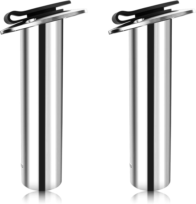 Fishing Rod Holder 2 Pack, 316 Stainless Steel 15/30/90 Degree Rod Holders for Fishing Boat, Flush Mount with Cap, Heavy Duty