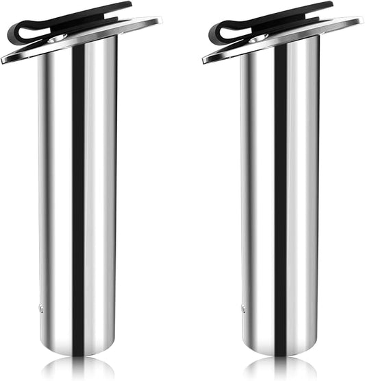 Fishing Rod Holder 2 Pack, 316 Stainless Steel 15/30/90 Degree Rod Holders for Fishing Boat, Flush Mount with Cap, Heavy Duty