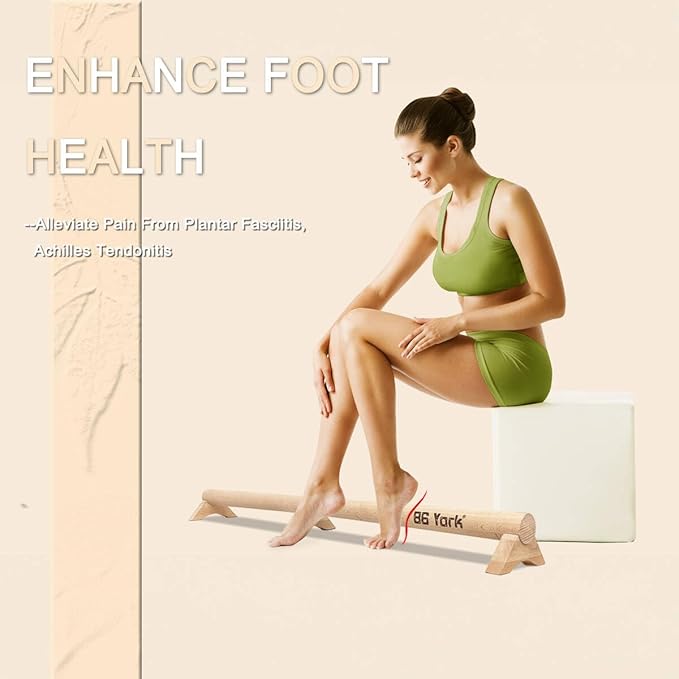 86 York 40-Inch Beech Wood Balance Beam for Home - Improve Balance, Flexibility, and Foot Strength for All Ages, Perfect for Plantar Fasciitis Relief and Physical Therapy