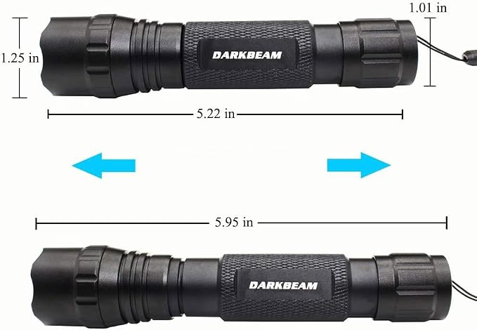 DARKBEAM Green Light Flashlight Tactical LED Rechargeable, Zoomable Portable Handheld Green-Light for Fishing Hunting Detector Astrophotography