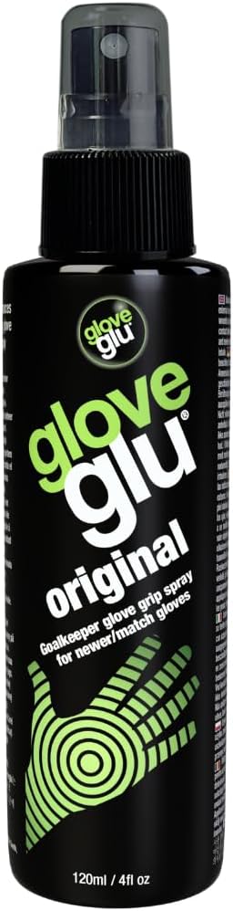 gloveglu Original Goalkeeper Glove Grip Spray | Ultimate Football Goalie Grip Booster for Match | Enhances Catching Control, Revives Latex Grip | Ideal for Football Training, Matches | 120ml (4fl.oz)