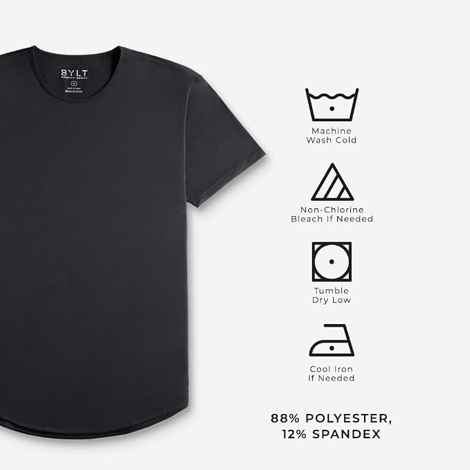 BYLT Performance Drop-Cut Men's T Shirt – Athletic Drop Cut Crewneck Tee – Moisture Wicking, Quick-Dry, Tapered Fit