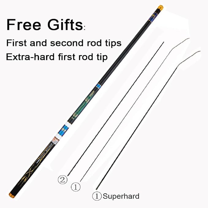 Telescopic Tenkara Fishing Rod Ultralight Travel Fishing Rod Portable Collapsible Bass Crappie Rod,1 Piece Carbon Stream Trout Pole 12 15 18 21 25 28 Free Tip Set(Top 1+2 Segment)