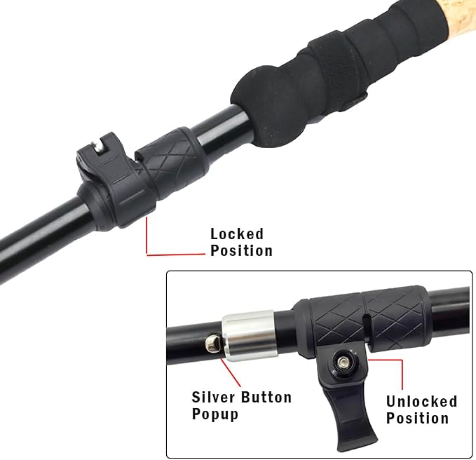 Ultralight 7.6oz 100% Carbon Fiber Trekking Poles, 2-Pack Collapsible Anti-Shock Hiking Poles with Tungsten Carbide Tips & EVA Foam Grip, Compact for Backpacking, Camping, Mountaineering