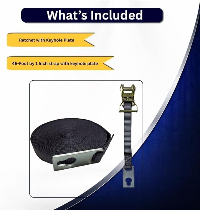 Brumleve Center Ridge Strap Kit with Ratchet, 1 inch x 46 feet/Keyhole Plates